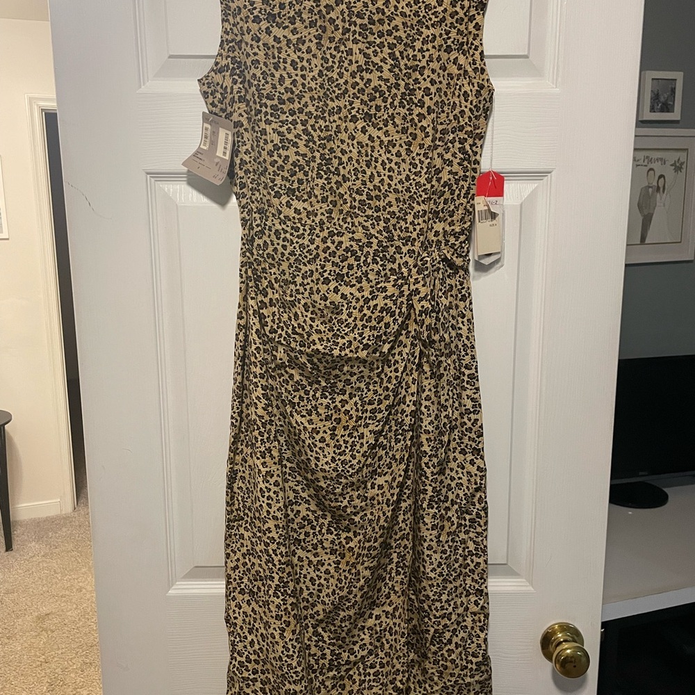 Leopard Print Silk Sleeveless Dress